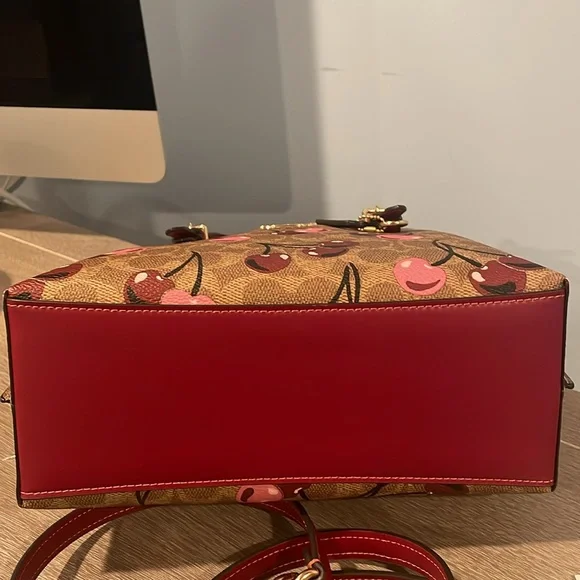 Coach Tan Mollie25 Tote with Cherry Print-CZ772 - Picture 8 of 8